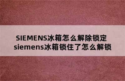 SIEMENS冰箱怎么解除锁定 siemens冰箱锁住了怎么解锁